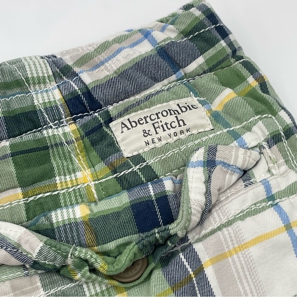 Abercrombie & Fitch Shorts Adult 34 Green Plaid Cargo Pockets Distressed Mens - Picture 4 of 8